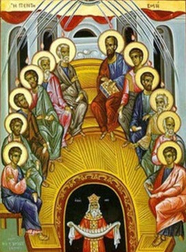 Handpainted orthodox religious icon the Holy Pentecost - Handmadeiconsgreece