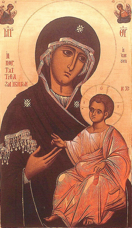 Handpainted orthodox religious icon of the Iveron Icon of the Mother of God to Moscow - Handmadeiconsgreece