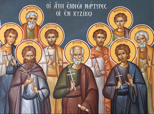 Handpainted orthodox religious icon the Nine Martyrs of Cyzicus - Handmadeiconsgreece 