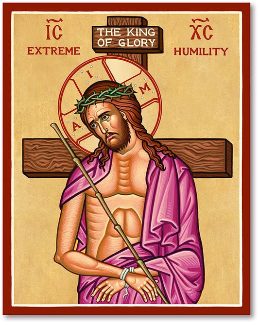 Handpainted orthodox religious icon Jesus Christ Extreme Humility - HandmadeIconsGreece