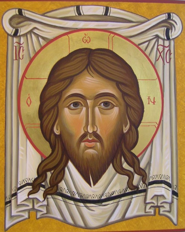 Handpainted orthodox religious icon Mandylion of Jesus Christ - HandmadeIconsGreece