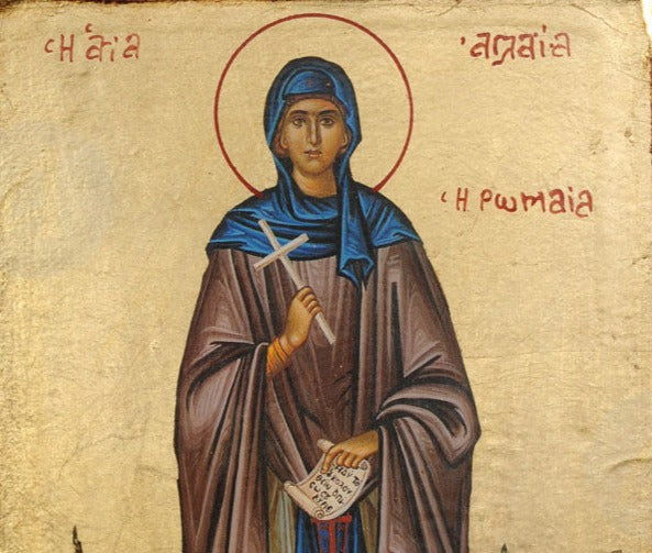 Handpainted orthodox religious icon Saint Aglaia - HandmadeIconsGreece