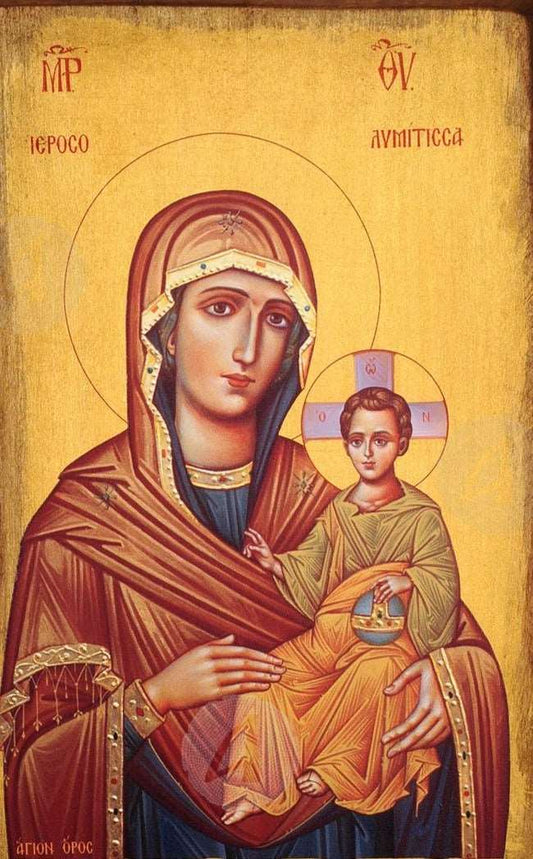 Handpainted orthodox religious icon Virgin Mary Ierosolymitissa - HandmadeIconsGreece
