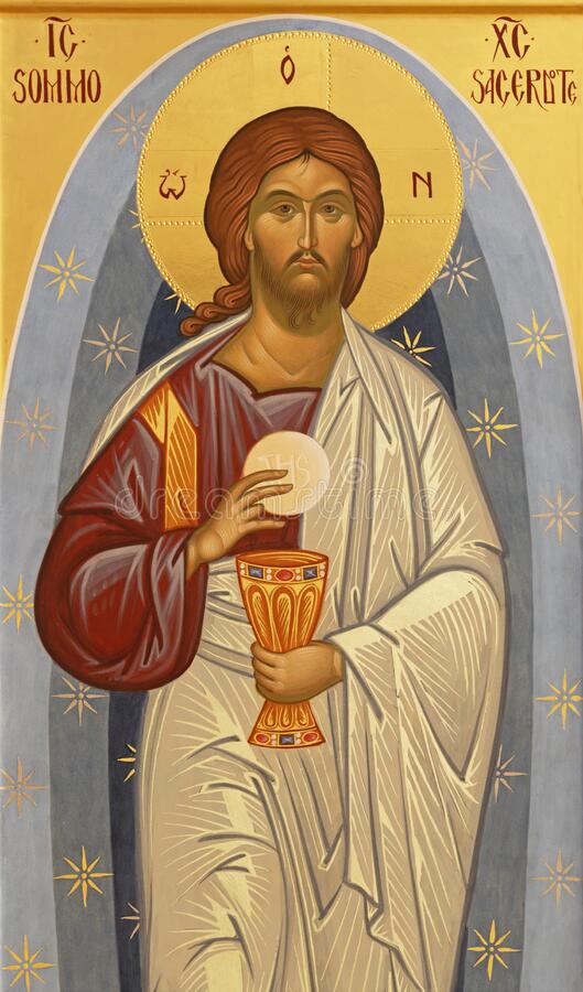 Handpainted catholic religious icon Jesus Christ the Priest - HandmadeIconsGreece