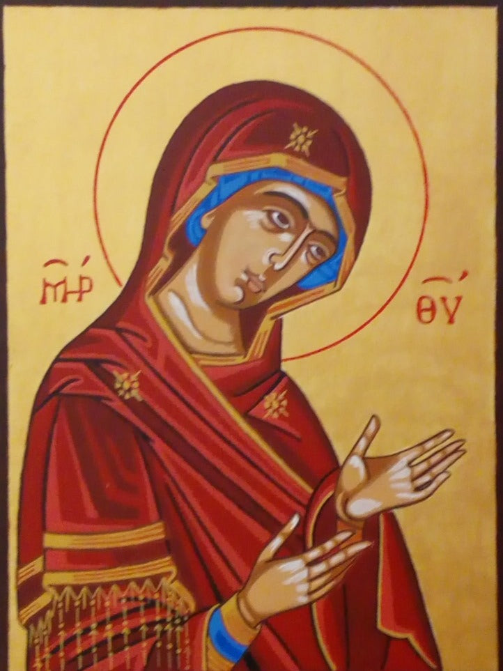 Handpainted orthodox religious icon Virgin Mary praying - HandmadeIconsGreece