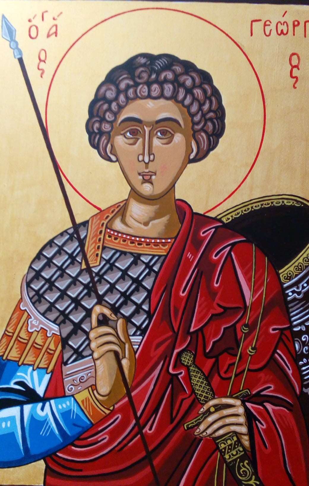 Handpainted orthodox religious icon Saint George the Great Martyr - HandmadeIconsGreece