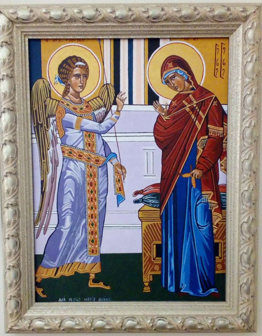 Handpainted Orthodox religious icon Annunciation of Virgin Mary - HandmadeIconsGreece