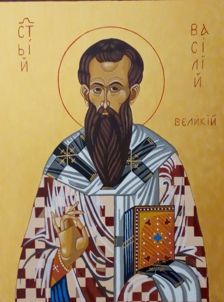 Handpainted orthodox religious icon Saint Basil the Great - HandmadeIconsGreece