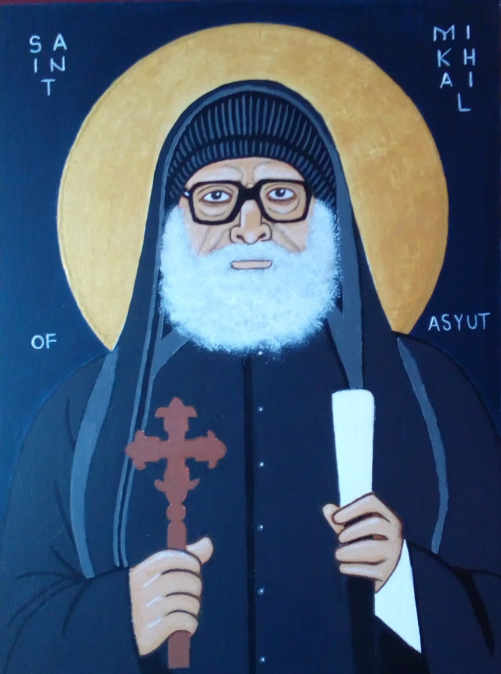 Handpainted orthodox coptic religious icon Saint Mikhail of Asyut - HandmadeIconsGreece