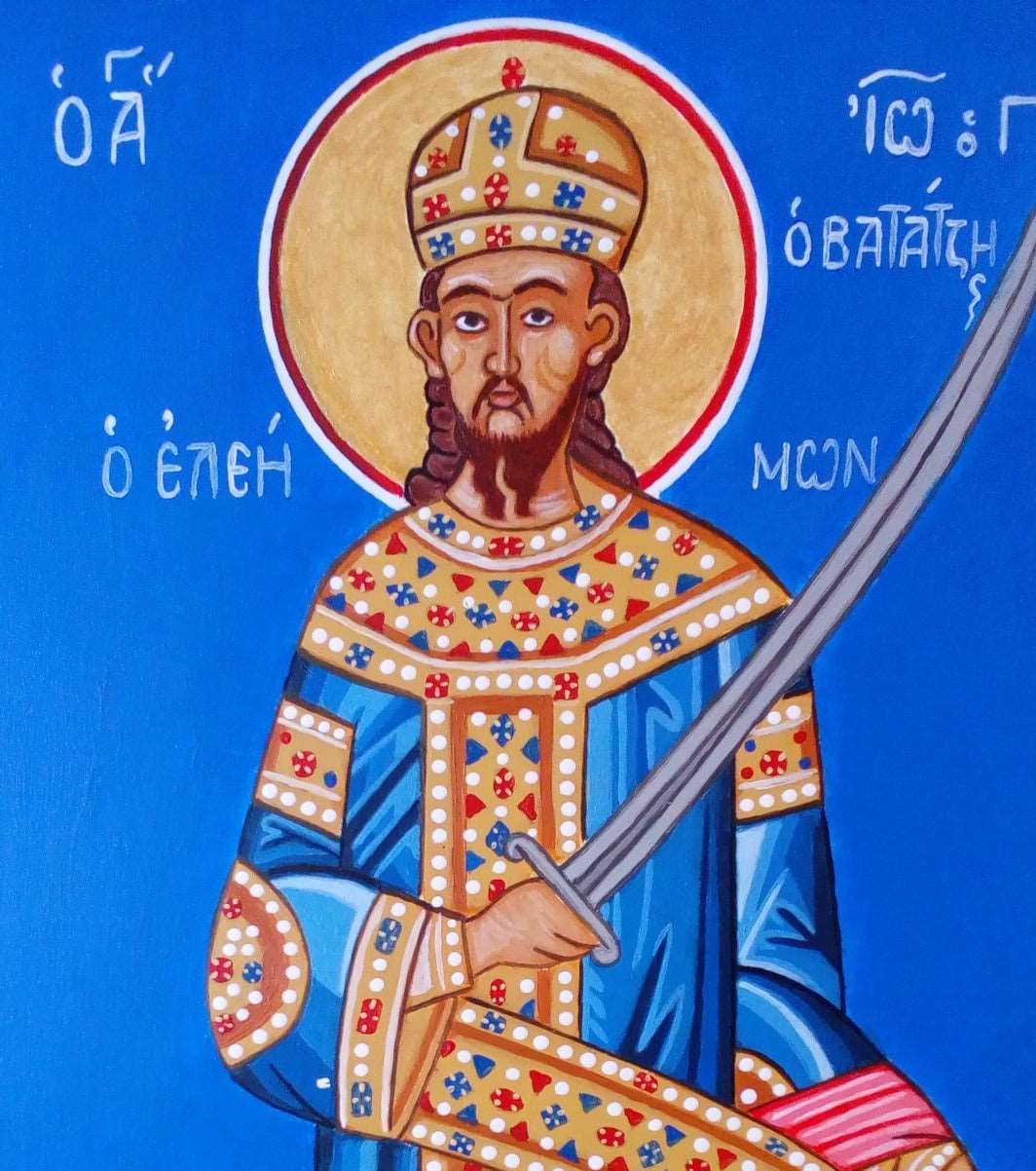 Handpainted orthodox religious icon Saint John Vatatzes - HandmadeIconsGreece