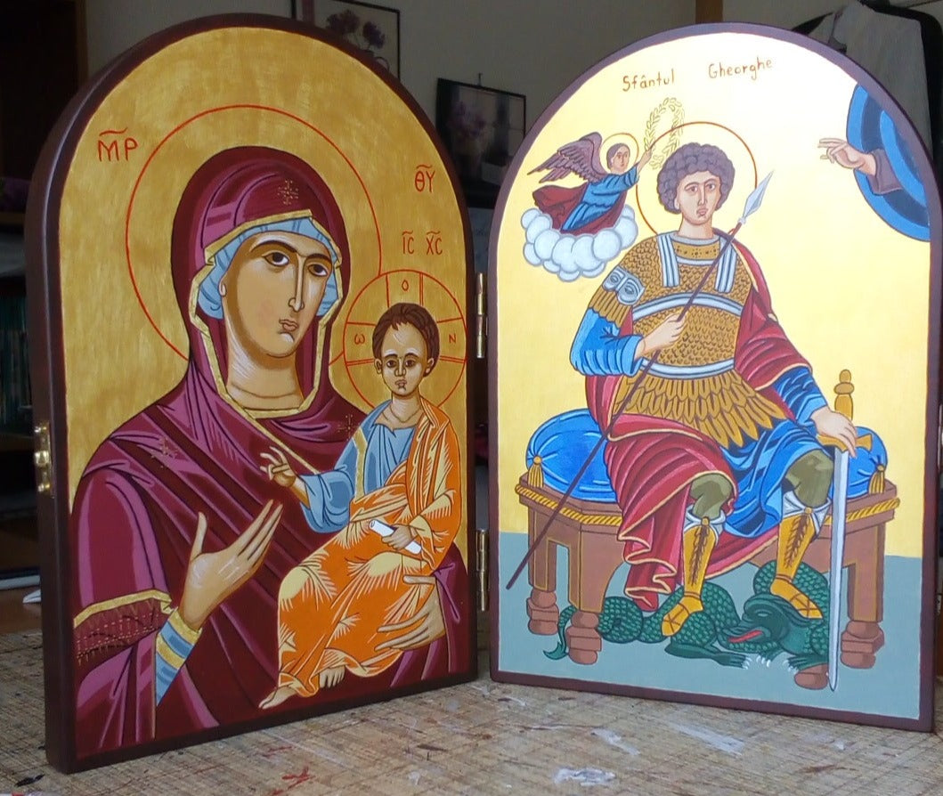 Virgin Mary of Lidianca and Saint George - HandmadeIconsGreece