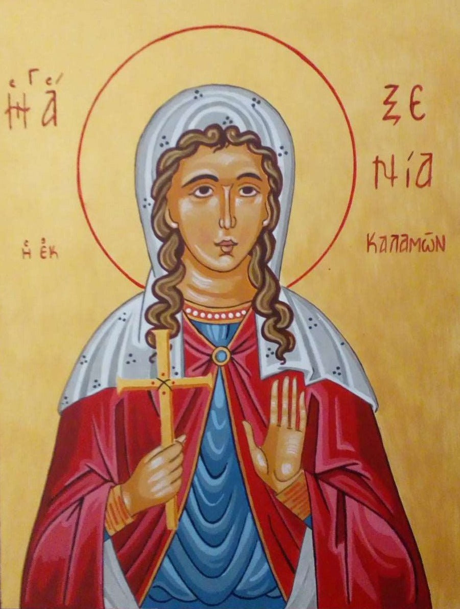 Handpainted orthodox religious icon Saint Xenia of Kalamata - HandmadeIconsGreece