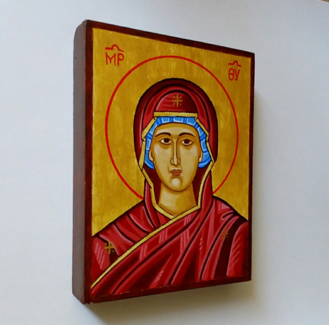 Handpainted orthodox religious miniature icon of Virgin Mary - HandmadeIconsGreece