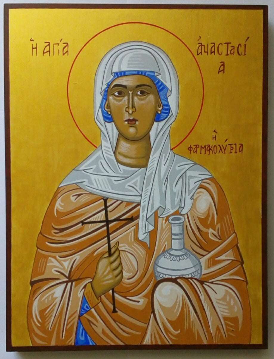 Handpainted orthodox religious icon Saint Anastasia the Great Martyr - HandmadeIconsGreece