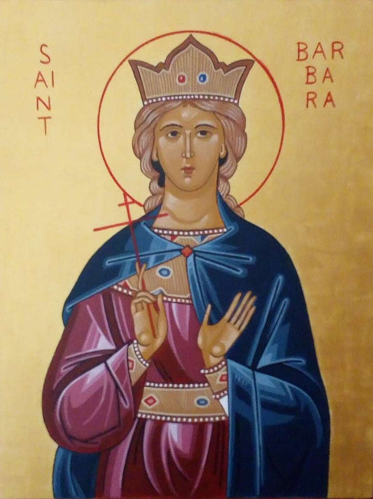Handpainted orthodox religious icon Saint Barbara - HandmadeIconsGreece