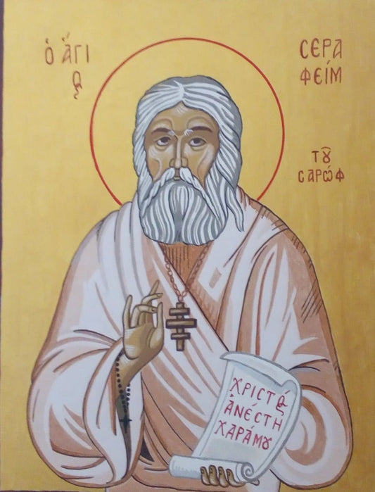 Handpainted orthodox russian religious icon Saint Seraphim of Sarov - HandmadeIconsGreece