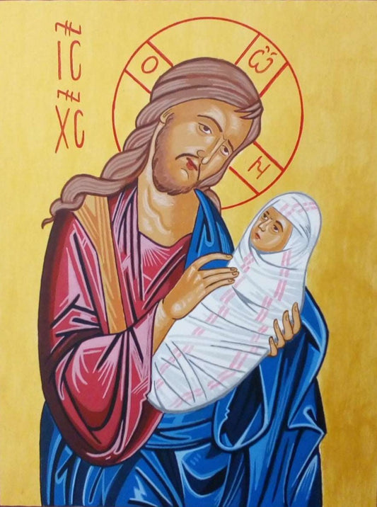 Handpainted orthodox religious icon Jesus Christ the Author of Life - HandmadeIconsGreece