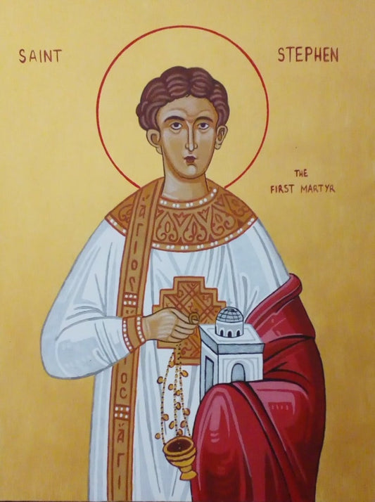 Handpainted orthodox religious icon Saint Stephen the First Martyr - HandmadeIconsGreece
