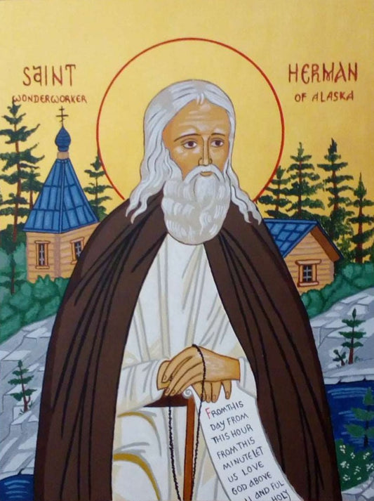 Handpainted orthodox russian religious icon Saint Herman of Alaska - HandmadeIconsGreece