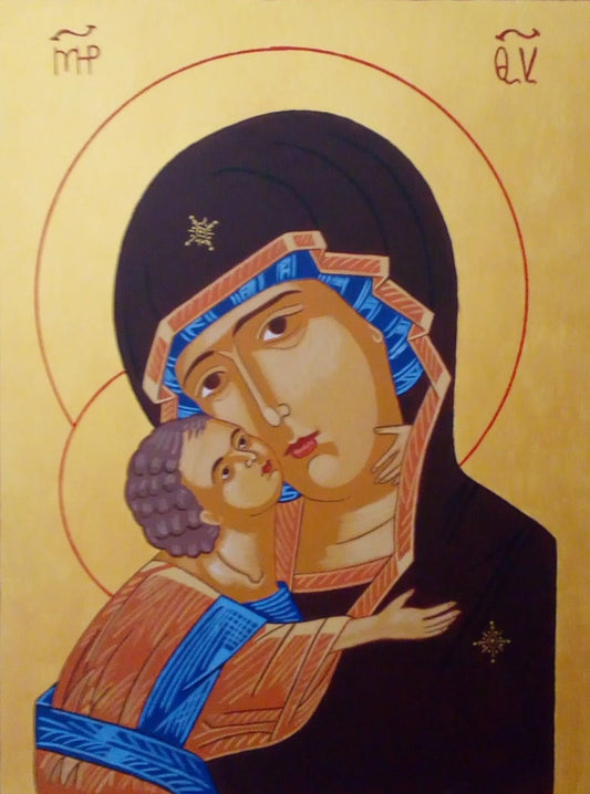 Handpainted orthodox russian religious icon Virgin Mary of Vladimir (Vladimirskaya) - HandmadeIconsGreece