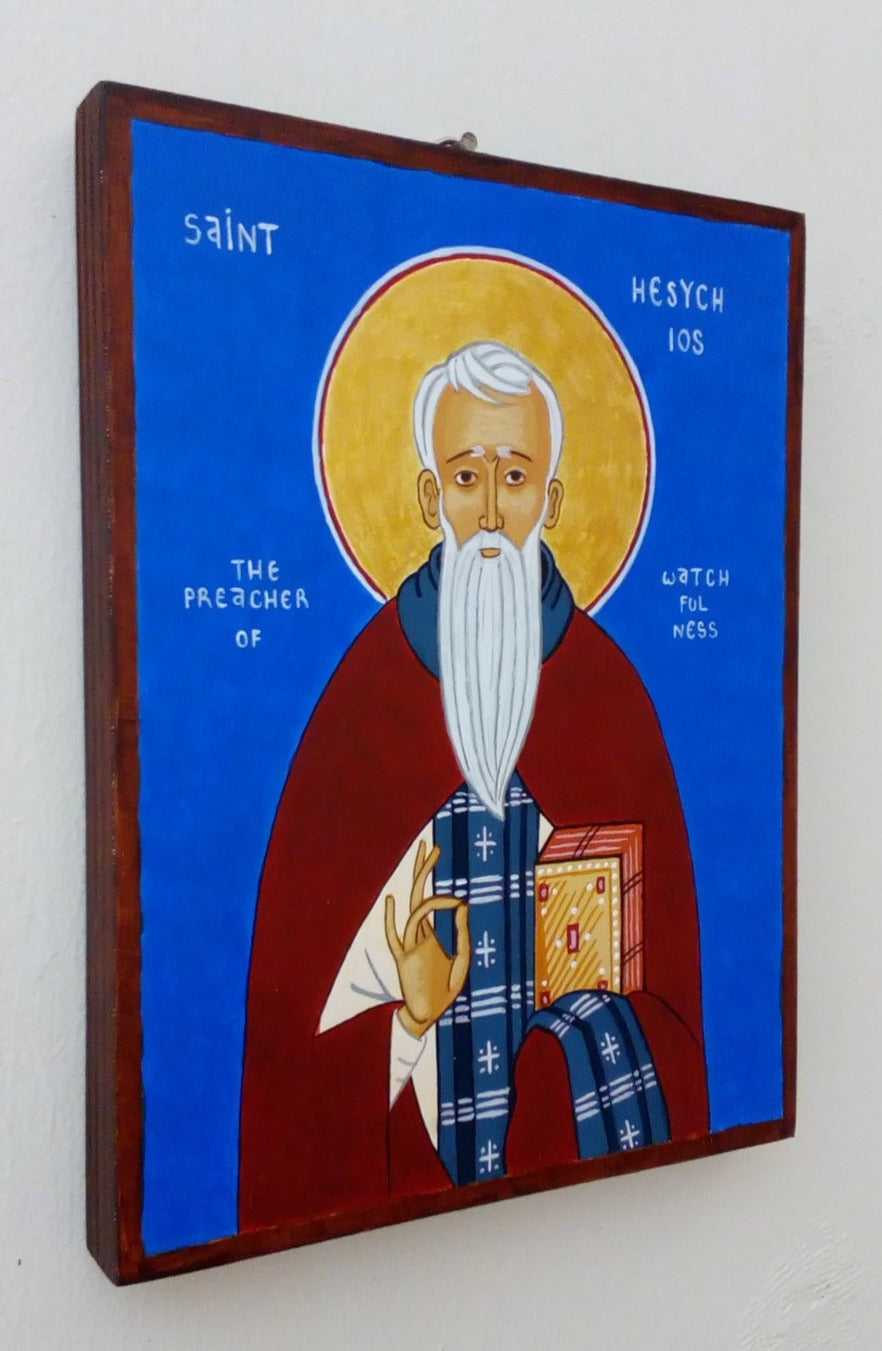 Handpainted orthodox religious icon Saint Hesychios - Handmadeiconsgreece