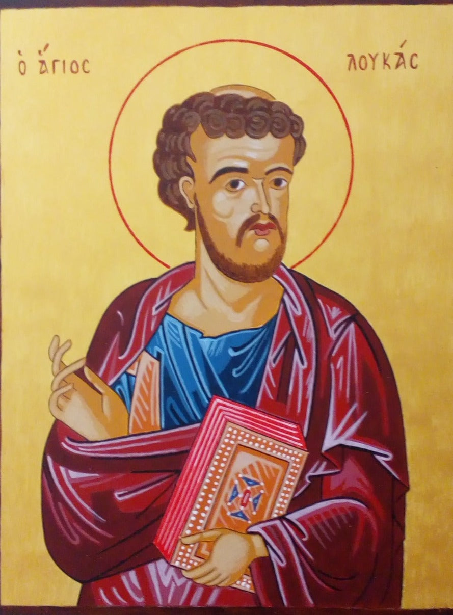Handpainted orthodox religious icon Saint Luke the Apostle - HandmadeIconsGreece