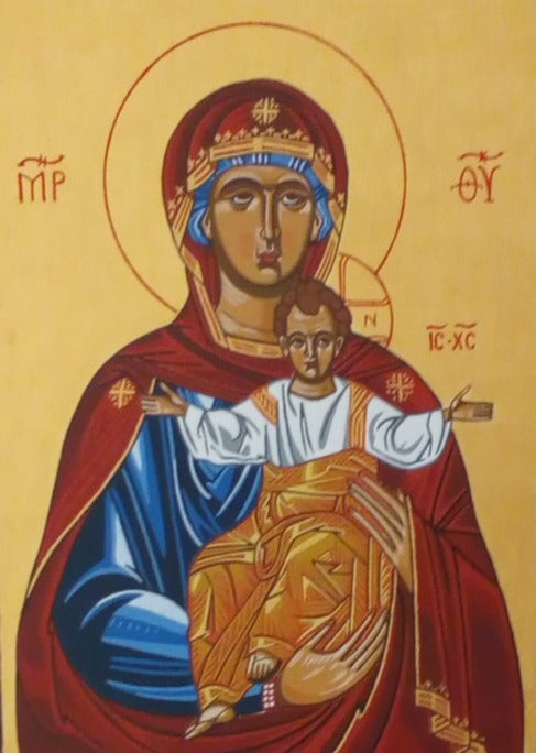 Handpainted russian orthodox religious icon Virgin Mary Leushinskaya - Handmadeiconsgreece
