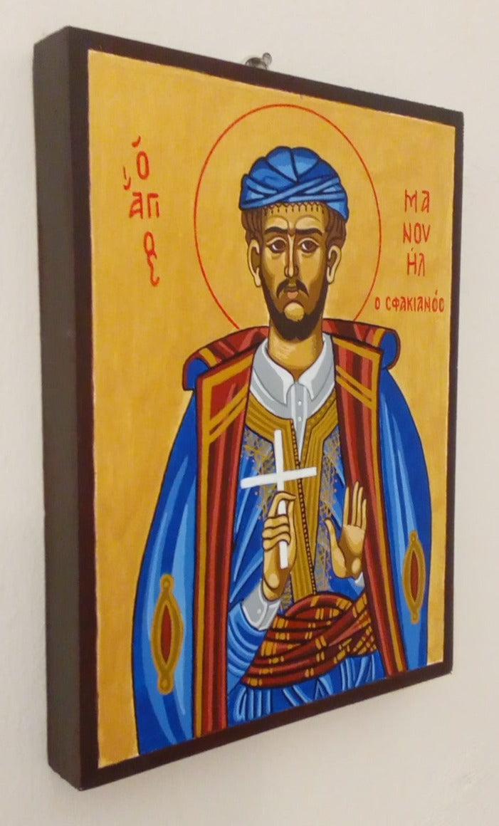 Handpainted orthodox religious icon Saint Manuel of Sfakia - Handmadeiconsgreece
