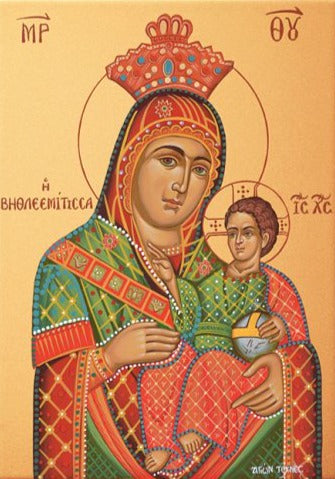 Handpainted orthodox religious icon Virgin Mary of Bethlehem - Handmadeiconsgreece