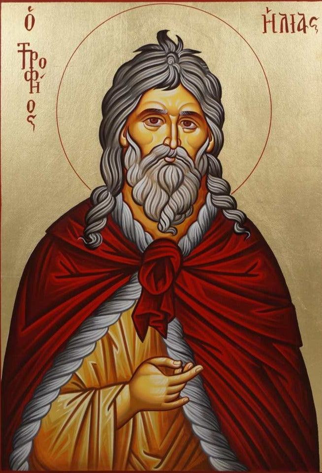 Handpainted orthodox religious icon Prophet Elijah or Elias - HandmadeIconsGreece