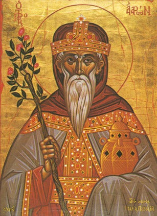 Handpainted orthodox religious icon Saint Aaron the Righteous - HandmadeIconsGreece