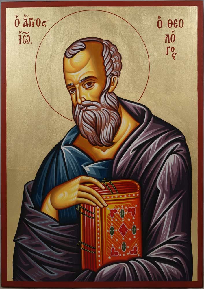Handpainted orthodox religious icon Saint John the Theologian - HandmadeIconsGreece