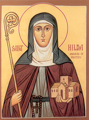 Handpainted catholic religious icon Saint Hilda, Abbess of Whitby - HandmadeIconsGreece