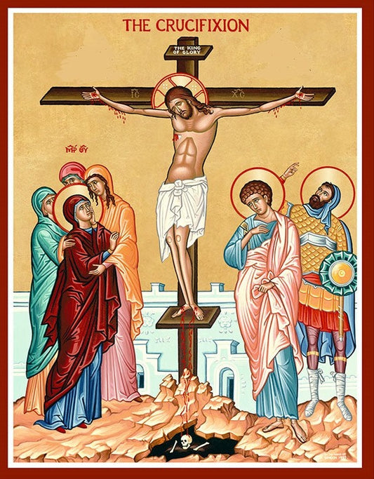Handpainted orthodox religious icon Crucifixion of Jesus Christ icon - HandmadeIconsGreece