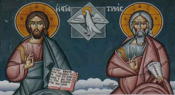 Handpainted orthodox religious icon Holy Trinity - Handmadeiconsgreece