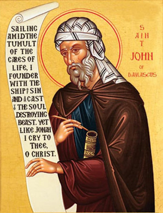 Handpainted orthodox religious icon Saint John of Damascus - HandmadeIconsGreece