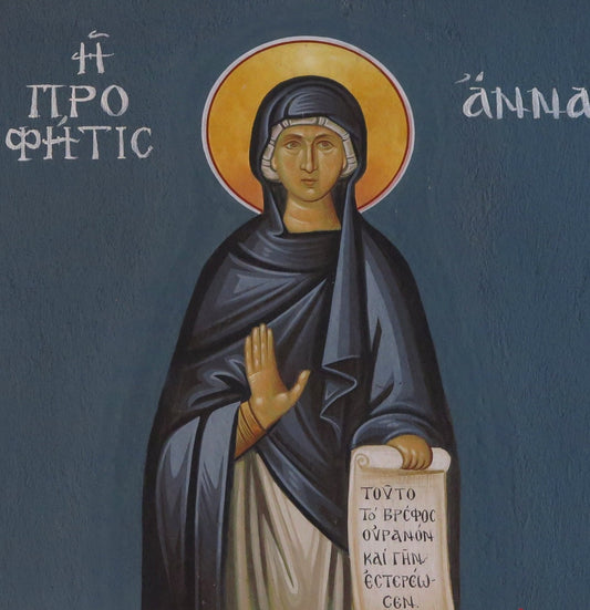 Handpainted orthodox religious icon Prophetess Anna the Righteous - Handmadeiconsgreece
