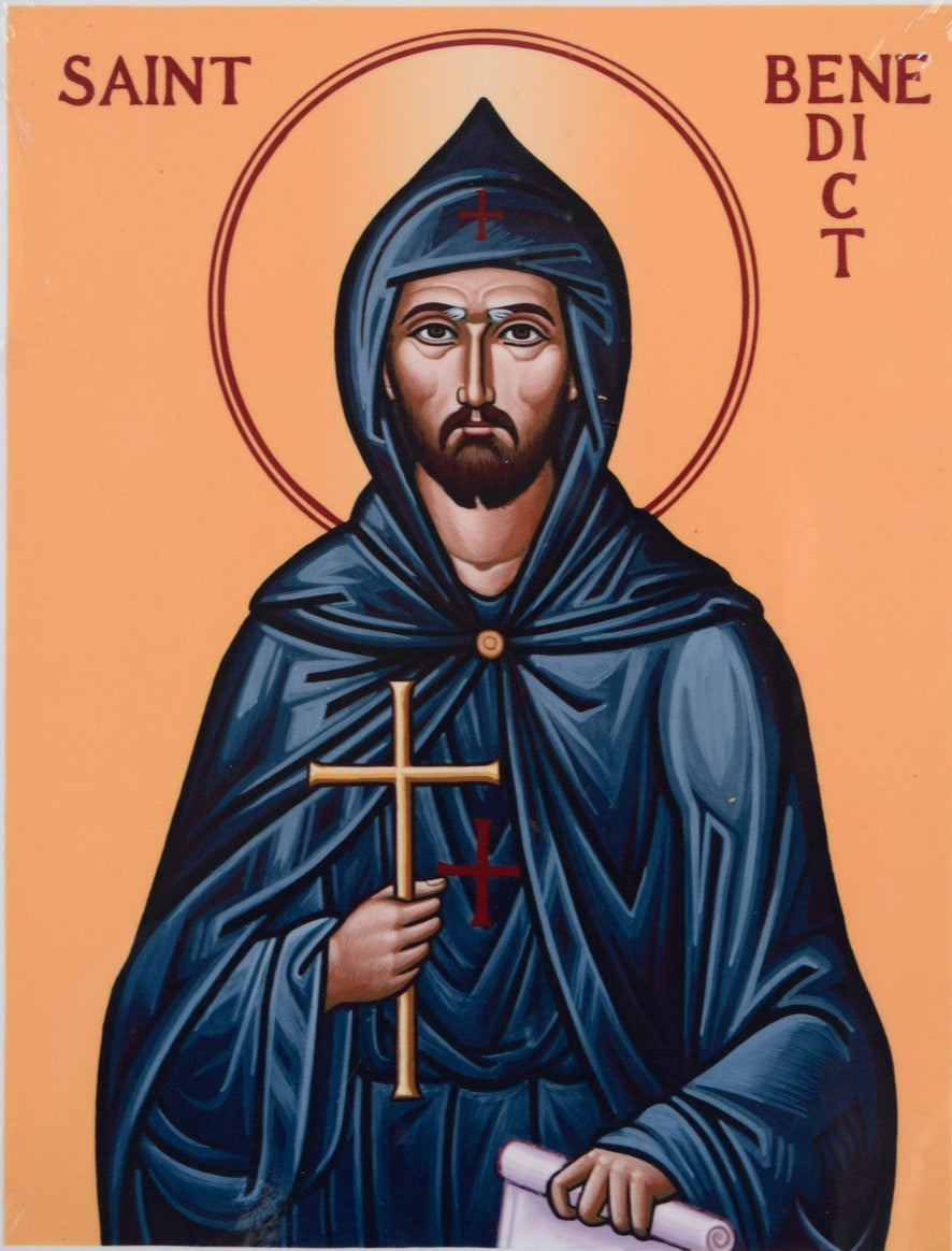 Handpainted catholic religious icon Saint Benedict - HandmadeIconsGreece