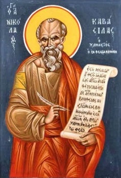 Handpainted orthodox religious icon Saint Nicholas Cabasilas - Handmadeiconsgreece