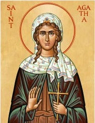 Handpainted orthodox religious icon Saint Agatha - HandmadeIconsGreece