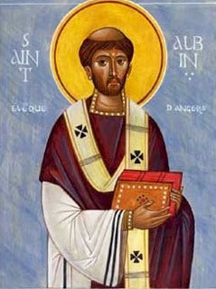 Handpainted catholic religious icon Saint Albin Bishop of Angers - Handmadeiconsgreece