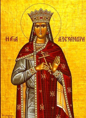 Handpainted orthodox religious icon Saint Alexandra the Queen - Handmadeiconsgreece