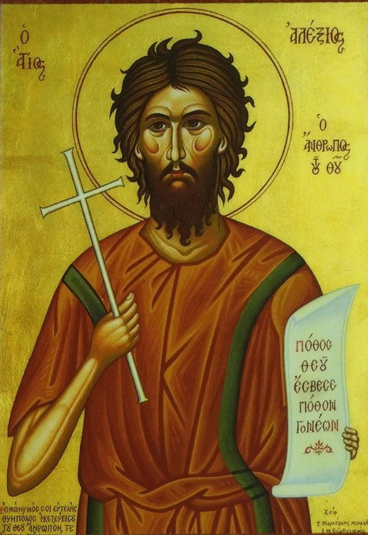 Handpainted orthodox religious icon Saint Alexios the Man of God - Handmadeiconsgreece