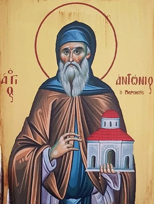 Handpainted orthodox religious icon Saint Anthony of Veria - Handmadeiconsgreece