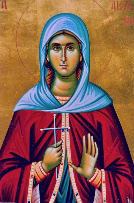 Handpainted orthodox religious icon Saint Aquilinas the Virgin Martyr - Handmadeiconsgreece