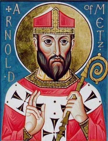 Handpainted catholic religious icon Saint Arnold Bishop of Metz - Handmadeiconsgreece