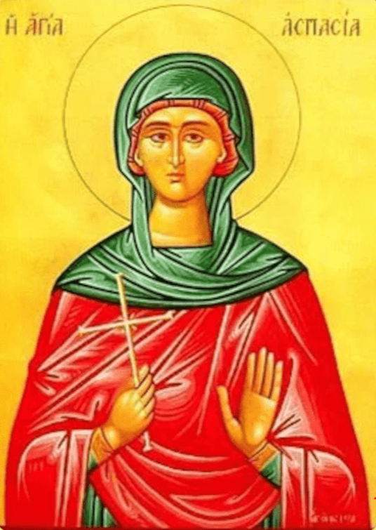 Handpainted orthodox religious icon Saint Aspasia the Virgin Martyr - Handmadeiconsgreece
