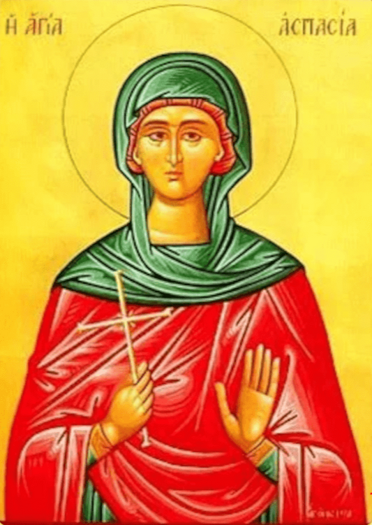 Handpainted orthodox religious icon Saint Aspasia the Virgin Martyr - Handmadeiconsgreece