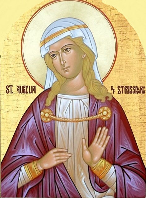 Handpainted catholic religious icon Saint Aurelia of Strasbourg - HandmadeIconsGreece