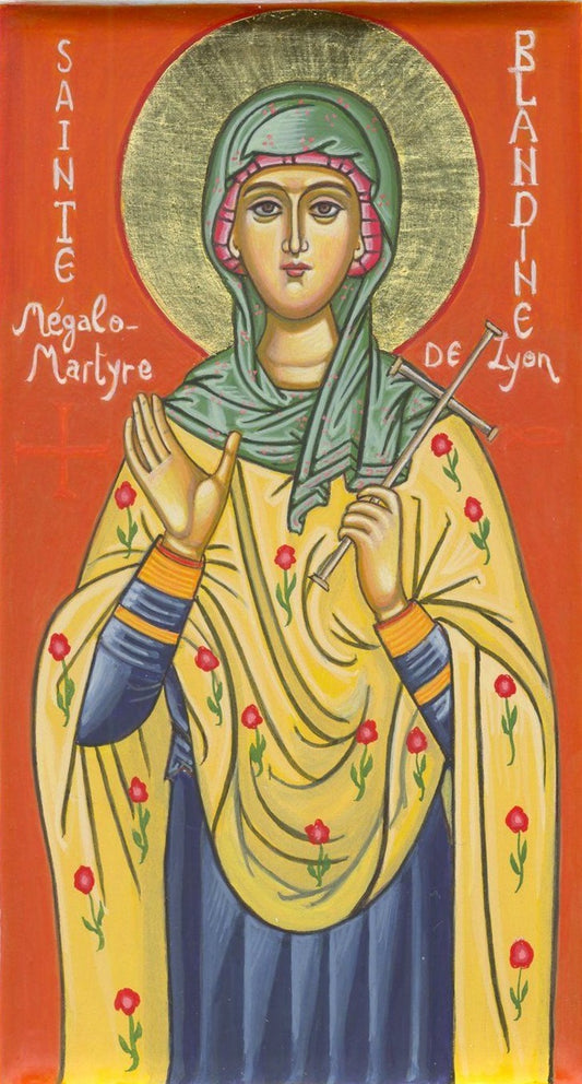 Handpainted catholic religious icon Saint Blandine of Lyons - Handmadeiconsgreece